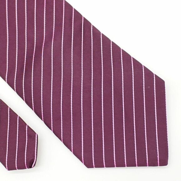 Dormeuil Paris Purple Pink‎ Striped Woven Silk Tie - Picture 1 of 7